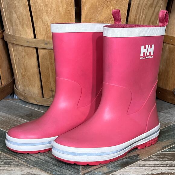 Helly Hansen JK Midsund Red White Rubber Waterproof Rain Boot Little Kid Size 13 - Picture 3 of 11